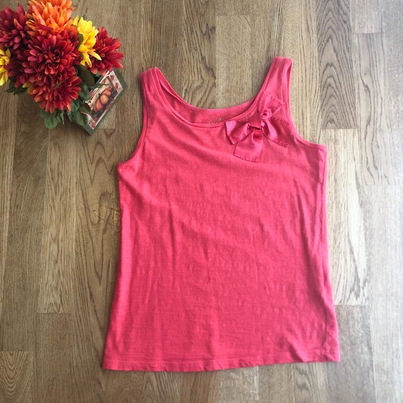 Kate Spade Girls Tank Top Coral Satin Bow Large - Picture 2 of 9